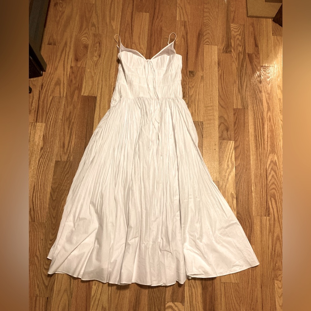 Jonathan Simkhai white pleated cotton dress